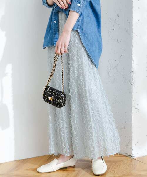 F by ROSSO（エフバイロッソ）の「F by ROSSO　リボンジャガードフレアスカート（スカート・レディース・グレー/ホワイト・36/38）」の10枚目の写真