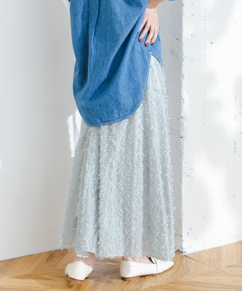 F by ROSSO（エフバイロッソ）の「F by ROSSO　リボンジャガードフレアスカート（スカート・レディース・グレー/ホワイト・36/38）」の11枚目の写真