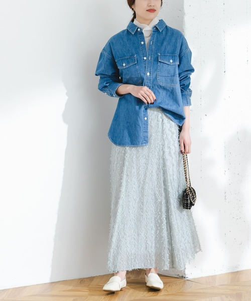 F by ROSSO（エフバイロッソ）の「F by ROSSO　リボンジャガードフレアスカート（スカート・レディース・グレー/ホワイト・36/38）」の13枚目の写真