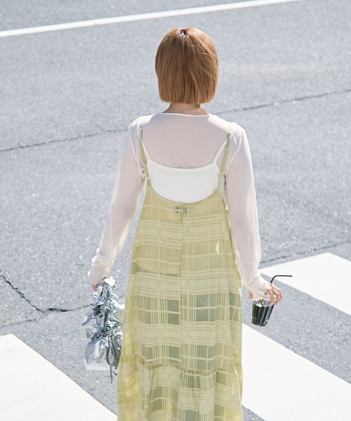 forksy.（フォルクシー）の「【forksy.】シアーチェックセットキャミワンピース（ワンピース・レディース・ブルー/ライム/ブラック・FREE）」の12枚目の写真