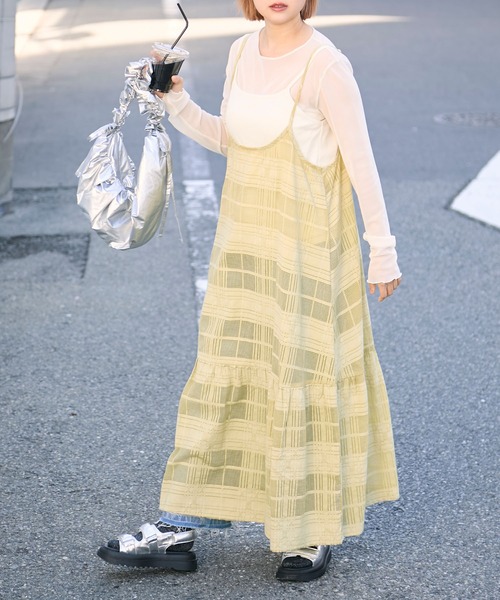 forksy.（フォルクシー）の「【forksy.】シアーチェックセットキャミワンピース（ワンピース・レディース・ブルー/ライム/ブラック・FREE）」の13枚目の写真