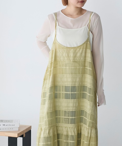 forksy.（フォルクシー）の「【forksy.】シアーチェックセットキャミワンピース（ワンピース・レディース・ブルー/ライム/ブラック・FREE）」の17枚目の写真