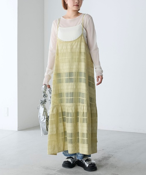 forksy.（フォルクシー）の「【forksy.】シアーチェックセットキャミワンピース（ワンピース・レディース・ブルー/ライム/ブラック・FREE）」の18枚目の写真