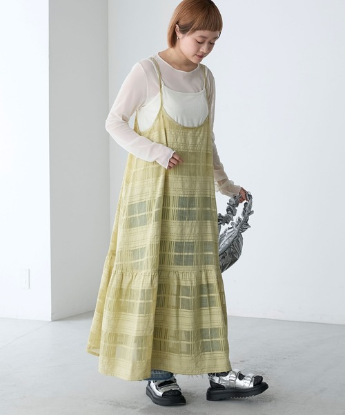 forksy.（フォルクシー）の「【forksy.】シアーチェックセットキャミワンピース（ワンピース・レディース・ブルー/ライム/ブラック・FREE）」の19枚目の写真