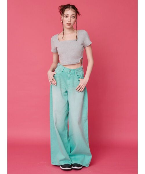 EVRIS（エヴリス）の「ボリュームワイドデニムパンツ（デニムパンツ・レディース・ライトブルー/ブラック/グリーン・MEDIUM/SMALL）」の11枚目の写真
