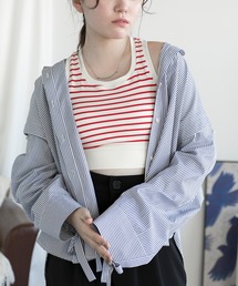 ボーダーカップ付きタンクトップ (SS)
