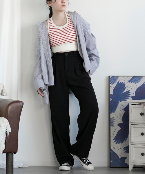 aimoha(アイモハ)の「ボーダーカップ付きタンクトップ(タンクトップ・レディース・ブラック/チョコ/レッド・SMALL/MEDIUM/LARGE)」の5枚目の写真