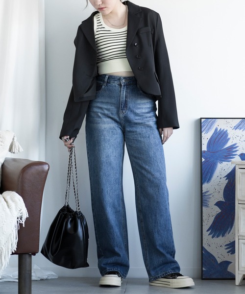 aimoha(アイモハ)の「ボーダーカップ付きタンクトップ(タンクトップ・レディース・ブラック/チョコ/レッド・SMALL/MEDIUM/LARGE)」の11枚目の写真