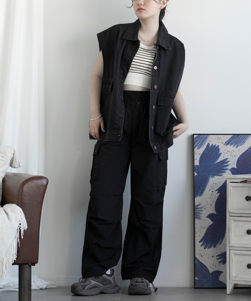 aimoha(アイモハ)の「ボーダーカップ付きタンクトップ(タンクトップ・レディース・ブラック/チョコ/レッド・SMALL/MEDIUM/LARGE)」の14枚目の写真