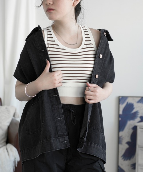 aimoha(アイモハ)の「ボーダーカップ付きタンクトップ(タンクトップ・レディース・ブラック/チョコ/レッド・SMALL/MEDIUM/LARGE)」の17枚目の写真