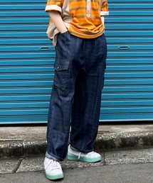 DOUBLE NAME | ストライプデニムテーパードパンツ/ユニセックス(デニムパンツ)