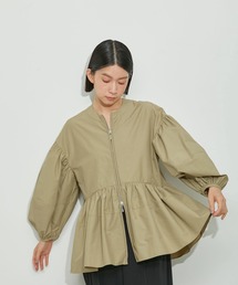 【再入荷・新色追加・サステナブル】ペプラムジップブラウス