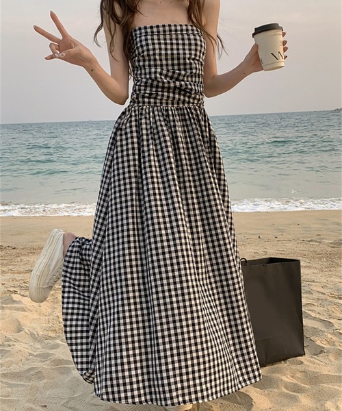 Twinkle;pm(トゥインクルピーエム)の「ギンガムチェックロングワンピース(ワンピース・レディース・ブラック×ホワイト・SMALL/MEDIUM/LARGE/X-LARGE)」の10枚目の写真