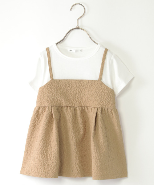 ikka（イッカ）の「フクレジャガードキャミドッキングプルオーバー（120~160cm）（Tシャツ/カットソー・キッズ・ブラック/ベージュ/ネイビー/ピンク/ミント/サックスブルー・120/130/140/150/160）」の2枚目の写真