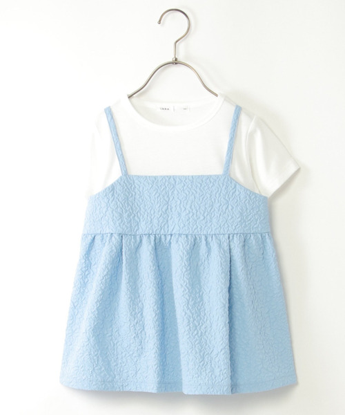 ikka（イッカ）の「フクレジャガードキャミドッキングプルオーバー（120~160cm）（Tシャツ/カットソー・キッズ・ブラック/ベージュ/ネイビー/ピンク/ミント/サックスブルー・120/130/140/150/160）」の5枚目の写真