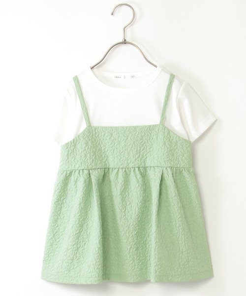 ikka（イッカ）の「フクレジャガードキャミドッキングプルオーバー（120~160cm）（Tシャツ/カットソー・キッズ・ブラック/ベージュ/ネイビー/ピンク/ミント/サックスブルー・120/130/140/150/160）」の3枚目の写真