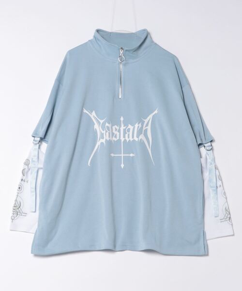 Revo.（レボ）の「袖取り外し 2way ハーフジップ ポンチ プルオーバー（Tシャツ/カットソー・レディース・ホワイト/ブラック/サックスブルー/ホワイト×ブラック/ブラック×ホワイト・M/L）」の5枚目の写真