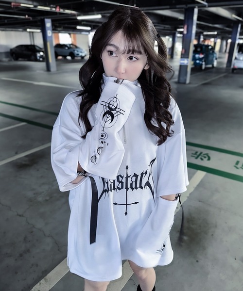 Revo.（レボ）の「袖取り外し 2way ハーフジップ ポンチ プルオーバー（Tシャツ/カットソー・レディース・ホワイト/ブラック/サックスブルー/ホワイト×ブラック/ブラック×ホワイト・M/L）」の10枚目の写真