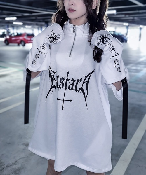 Revo.（レボ）の「袖取り外し 2way ハーフジップ ポンチ プルオーバー（Tシャツ/カットソー・レディース・ホワイト/ブラック/サックスブルー/ホワイト×ブラック/ブラック×ホワイト・M/L）」の8枚目の写真