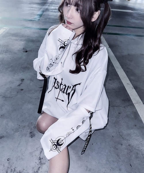 Revo.（レボ）の「袖取り外し 2way ハーフジップ ポンチ プルオーバー（Tシャツ/カットソー・レディース・ホワイト/ブラック/サックスブルー/ホワイト×ブラック/ブラック×ホワイト・M/L）」の12枚目の写真