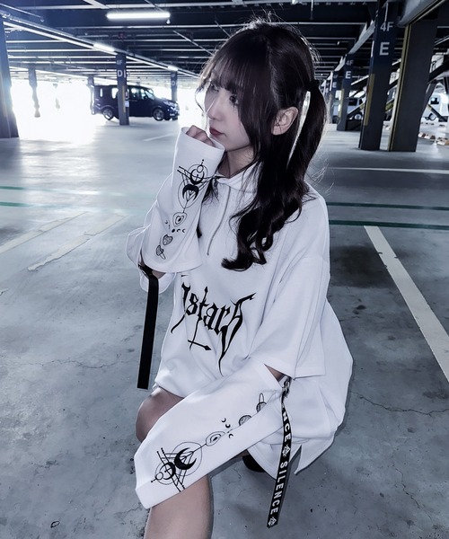 Revo.（レボ）の「袖取り外し 2way ハーフジップ ポンチ プルオーバー（Tシャツ/カットソー・レディース・ホワイト/ブラック/サックスブルー/ホワイト×ブラック/ブラック×ホワイト・M/L）」の11枚目の写真