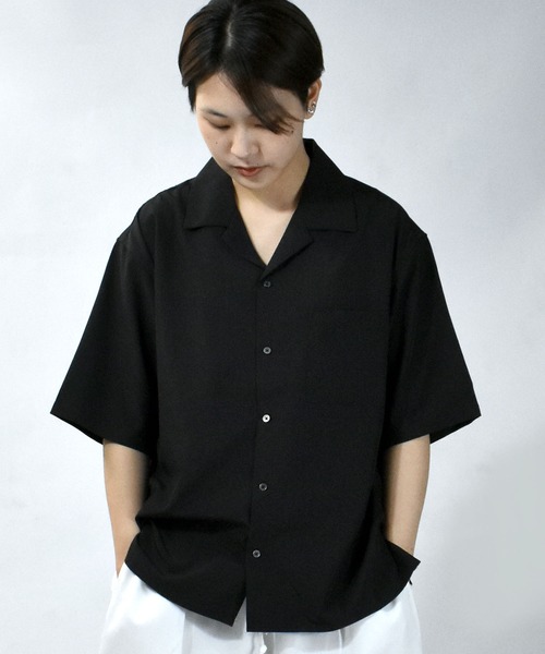 ビッグシルエット 半袖オープンカラーシャツ ユニセックス（シャツ