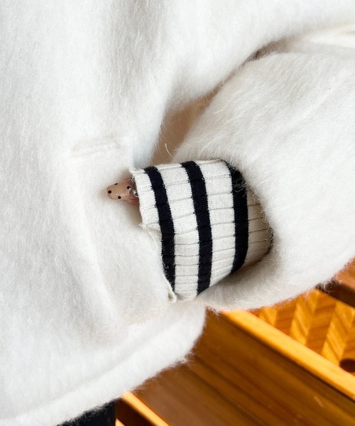 moment+（モーメントプラス）の「Wファスナーボリュームスリーブシャギーショートブルゾン（その他アウター・レディース・アイボリー/チャコールグレー/ベージュ・L/M）」の12枚目の写真