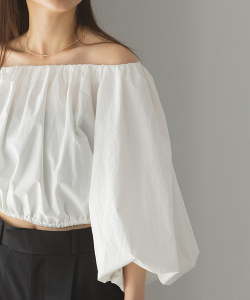 Noble（ノーブル）の「タイプライターオフショルバルーンブラウス（シャツ/ブラウス・レディース・ホワイト・FREE）」の3枚目の写真