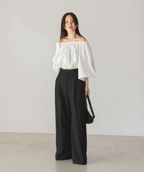 Noble（ノーブル）の「タイプライターオフショルバルーンブラウス（シャツ/ブラウス・レディース・ホワイト・FREE）」の4枚目の写真