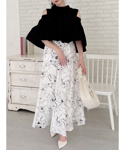 MIIA（ミーア）の「ハイウエストフレアスカート（スカート・レディース・オフホワイト/ブラック・FREE）」の17枚目の写真