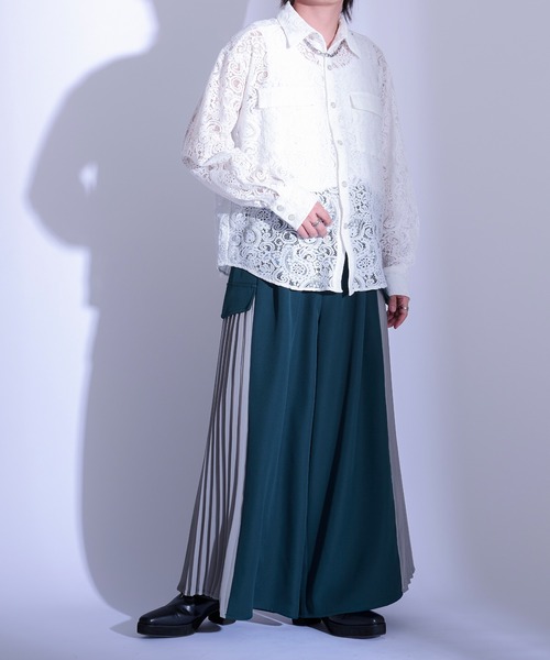 Ellno Loset（エルノロゼット）の「サイドシアープリーツワイドパンツ（その他パンツ・メンズ・ブラック/グリーン系その他・X-SMALL/MEDIUM/LARGE/SMALL）」の6枚目の写真