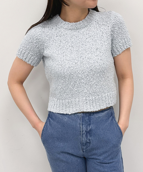 U by SPICK&SPAN(ユーバイスピックアンドスパン)の「コンパクトバックオープンニット(ニット/セーター・レディース・サックスブルー/ブラック/ホワイト・FREE)」の8枚目の写真