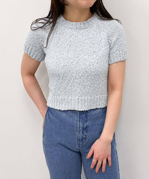 U by SPICK&SPAN(ユーバイスピックアンドスパン)の「コンパクトバックオープンニット(ニット/セーター・レディース・サックスブルー/ブラック/ホワイト・FREE)」の12枚目の写真