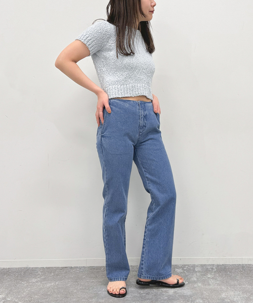 U by SPICK&SPAN(ユーバイスピックアンドスパン)の「コンパクトバックオープンニット(ニット/セーター・レディース・サックスブルー/ブラック/ホワイト・FREE)」の14枚目の写真