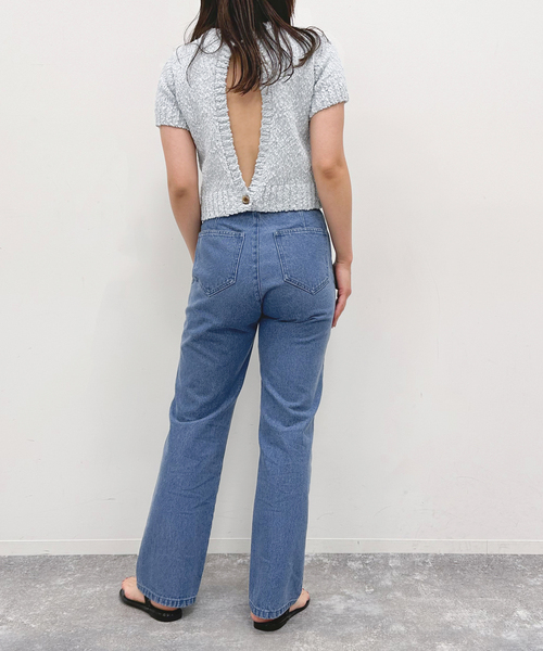 U by SPICK&SPAN(ユーバイスピックアンドスパン)の「コンパクトバックオープンニット(ニット/セーター・レディース・サックスブルー/ブラック/ホワイト・FREE)」の15枚目の写真