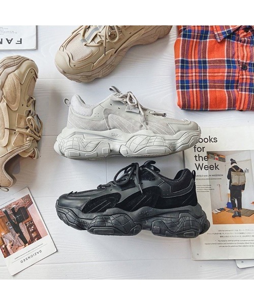 BENDER TOKYO（ベンダートウキョウ）の「ボリュームソール テックスニーカー 厚底 ダッドスニーカー（スニーカー・メンズ・グレー/ブラック/ベージュ/ホワイト・25/26/27）」の7枚目の写真