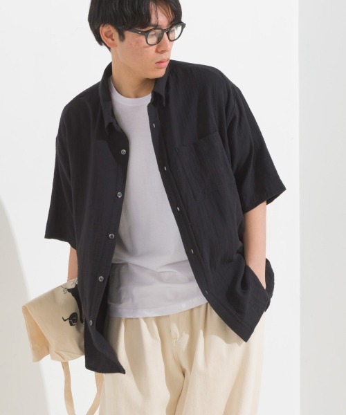 OMNES（オムネス）の「メンズダブルガーゼ半袖シャツ（シャツ/ブラウス・メンズ・ブラック/ホワイト/ブルー系その他/ライム/ブルー系その他2・MEDIUM/LARGE）」の3枚目の写真