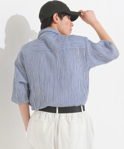 OMNES（オムネス）の「メンズダブルガーゼ半袖シャツ（シャツ/ブラウス・メンズ・ブラック/ホワイト/ブルー系その他/ライム/ブルー系その他2・MEDIUM/LARGE）」の14枚目の写真