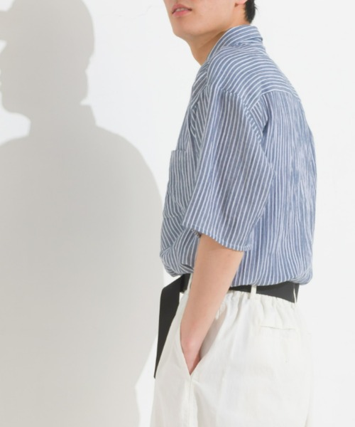 OMNES（オムネス）の「メンズダブルガーゼ半袖シャツ（シャツ/ブラウス・メンズ・ブラック/ホワイト/ブルー系その他/ライム/ブルー系その他2・MEDIUM/LARGE）」の15枚目の写真