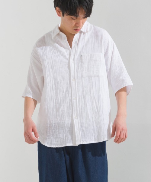 OMNES（オムネス）の「メンズダブルガーゼ半袖シャツ（シャツ/ブラウス・メンズ・ブラック/ホワイト/ブルー系その他/ライム/ブルー系その他2・MEDIUM/LARGE）」の17枚目の写真