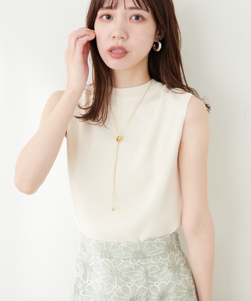 natural couture(ナチュラルクチュール)の「プチプラプチハイノースリニット(タンクトップ・レディース・グレイッシュベージュ/ブラック/サックスブルー/アイボリー/ピンク・FREE)」の22枚目の写真