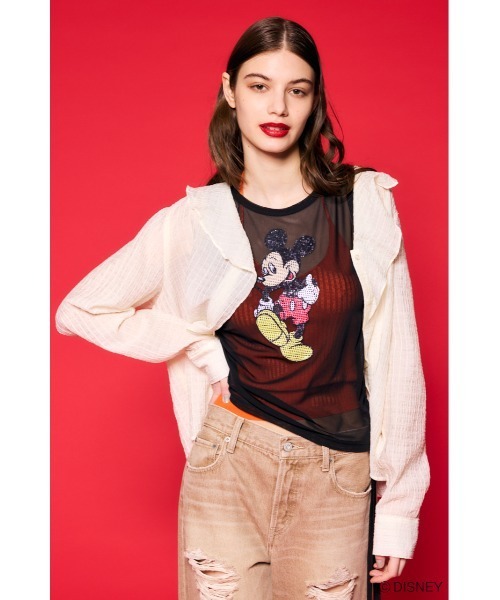 Disney SERIES CREATED by MUS(ディズニーシリーズクリエイテッドバイエムユーエス)の「MD SIDE GATHER タンクトップ / MICKEY(タンクトップ・レディース・レッド/ブラック・FREE)」の3枚目の写真