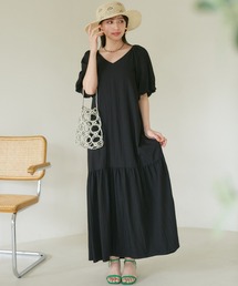 VIS | 袖ボリューム裾ギャザーワンピース(ワンピース)