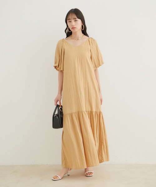 VIS(ビス)の「袖ボリューム裾ギャザーワンピース(ワンピース・レディース・ブラック/ベージュ系その他/オリーブ・FREE)」の12枚目の写真