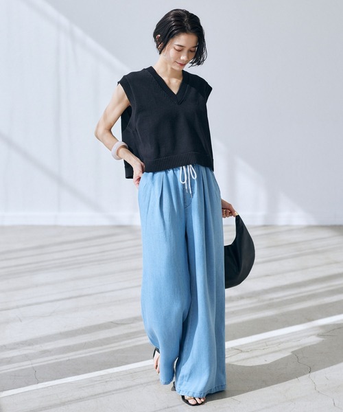 BARNYARDSTORM（バンヤードストーム）の「BARNYARDSTORM / コンパクトベスト /ハンドウォッシャブル（ニット/セーター・レディース・ブラック/ホワイト・1/0）」の6枚目の写真