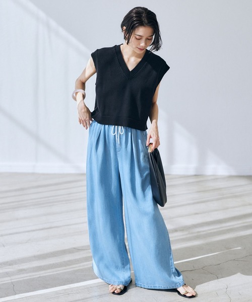 BARNYARDSTORM（バンヤードストーム）の「BARNYARDSTORM / コンパクトベスト /ハンドウォッシャブル（ニット/セーター・レディース・ブラック/ホワイト・1/0）」の8枚目の写真