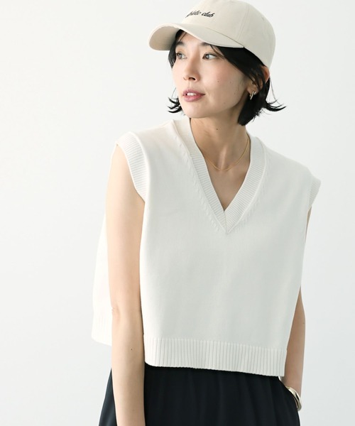 BARNYARDSTORM（バンヤードストーム）の「BARNYARDSTORM / コンパクトベスト /ハンドウォッシャブル（ニット/セーター・レディース・ブラック/ホワイト・1/0）」の13枚目の写真