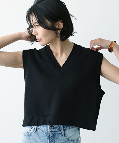 BARNYARDSTORM（バンヤードストーム）の「BARNYARDSTORM / コンパクトベスト /ハンドウォッシャブル（ニット/セーター・レディース・ブラック/ホワイト・1/0）」の20枚目の写真