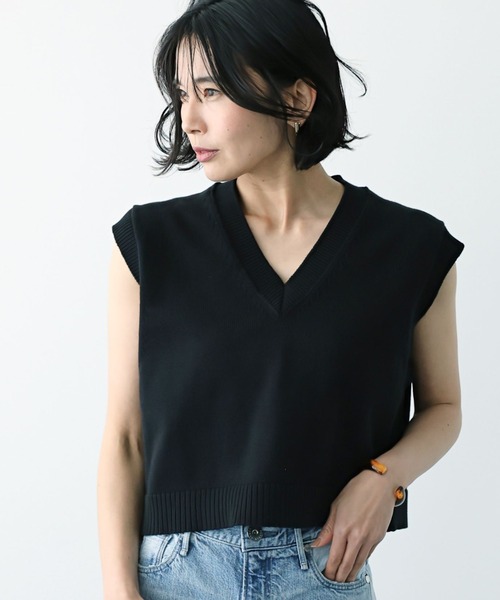 BARNYARDSTORM（バンヤードストーム）の「BARNYARDSTORM / コンパクトベスト /ハンドウォッシャブル（ニット/セーター・レディース・ブラック/ホワイト・1/0）」の21枚目の写真