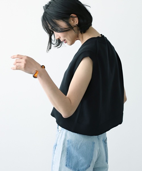 BARNYARDSTORM（バンヤードストーム）の「BARNYARDSTORM / コンパクトベスト /ハンドウォッシャブル（ニット/セーター・レディース・ブラック/ホワイト・1/0）」の22枚目の写真